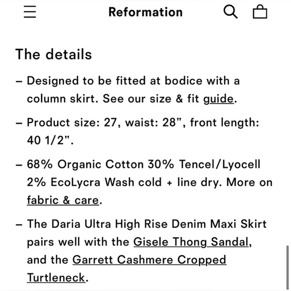 NEW Reformation Daria Ultra High Waist Denim Skirt - Nidri - Picture 13 of 13